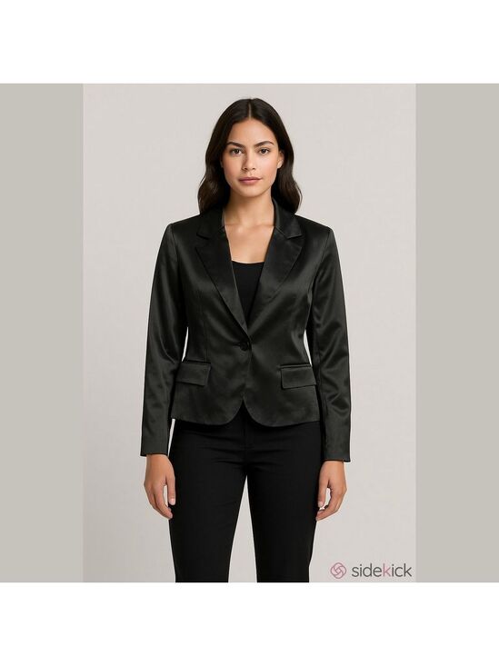 Studio Jpr Jackets & Blazers - Studio JPR Black Satin Blazer Single Button Jacket XL